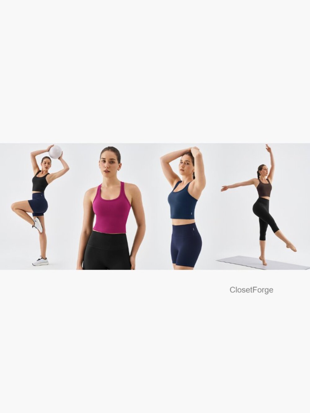 Racerback Crop Tank Top with Built-in Padding - Longline Sports Bra for Workout - Picture 7 of 7
